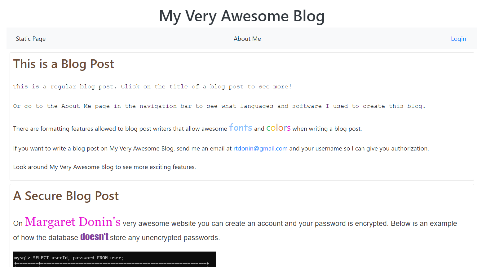 Image of "My Very Awesome Blog" project